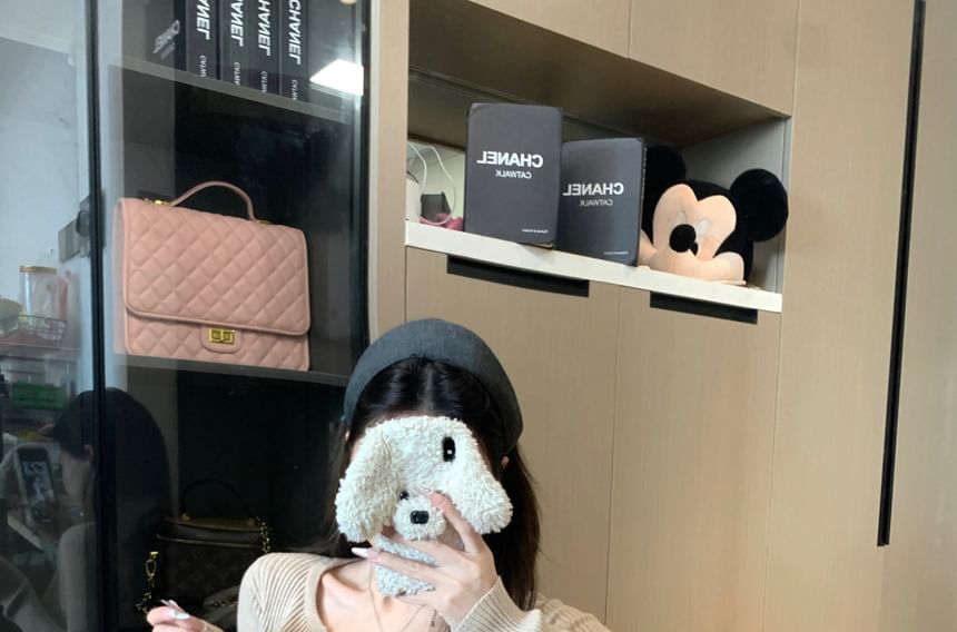 Set: Studded Ribbed Knit Crop Camisole Top + Cardigan + High Waist Shorts