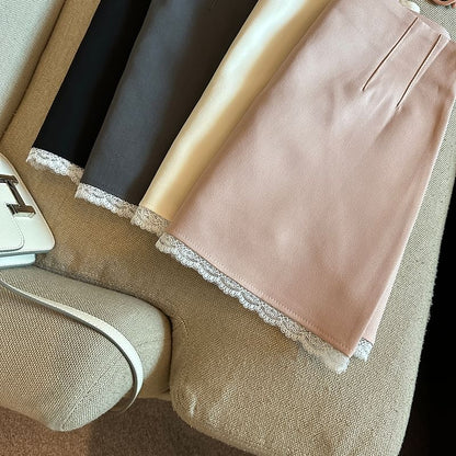 Lace-Trimmed High-Rise Mini Flared Skirt