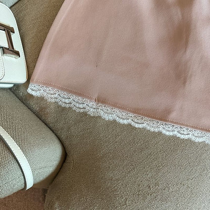 Lace-Trimmed High-Rise Mini Flared Skirt