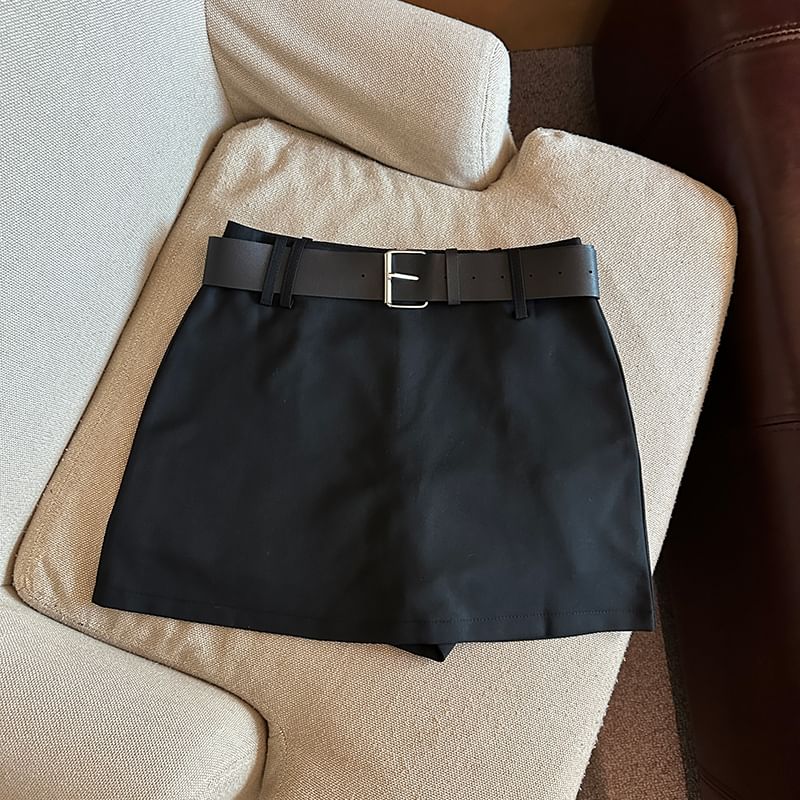 Solid High-Rise Mini Skirt