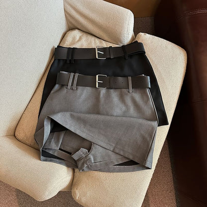 Solid High-Rise Mini Skirt