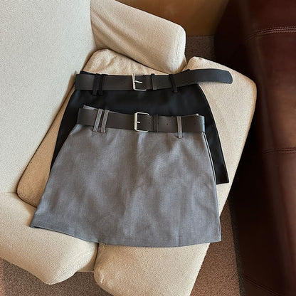 Solid High-Rise Mini Skirt