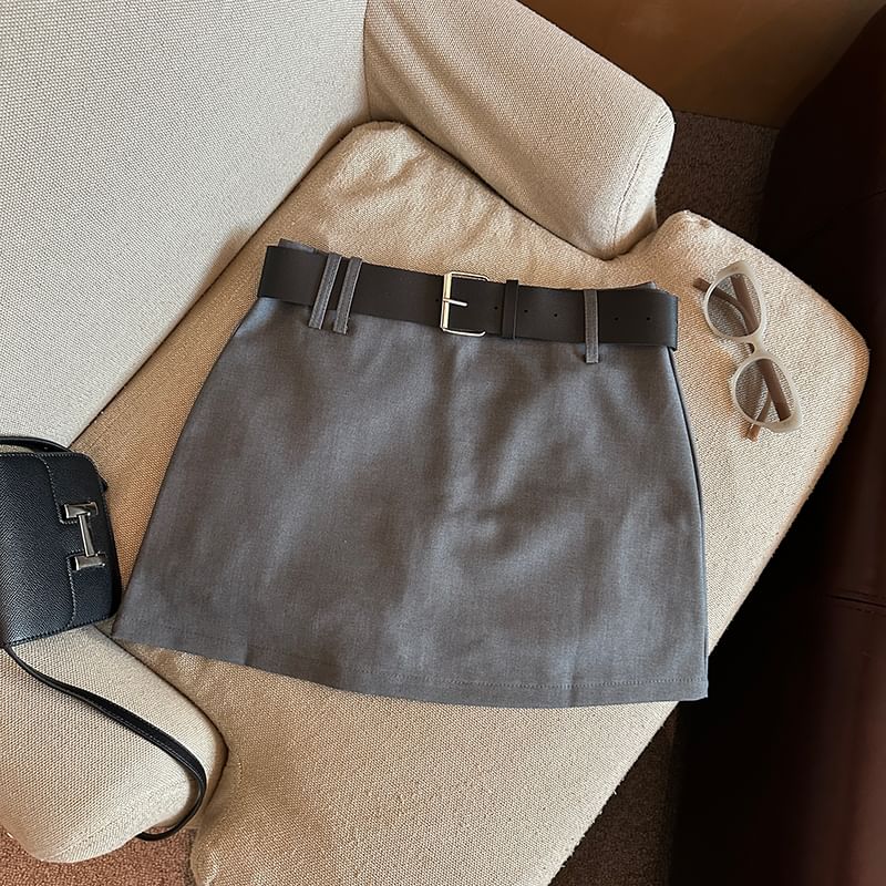 Solid High-Rise Mini Skirt