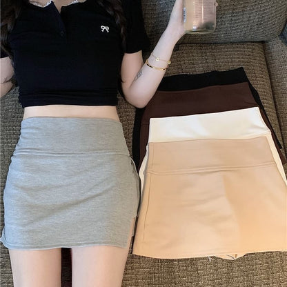 Sleek Slit Pencil Skirt with High Waist and Solid Color