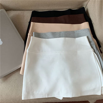 Sleek Slit Pencil Skirt with High Waist and Solid Color