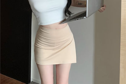 Sleek Slit Pencil Skirt with High Waist and Solid Color