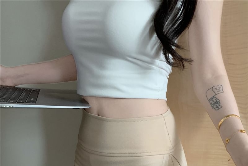 Sleek Slit Pencil Skirt with High Waist and Solid Color