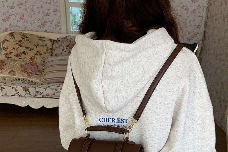 Faux Leather Plain Flap Backpack