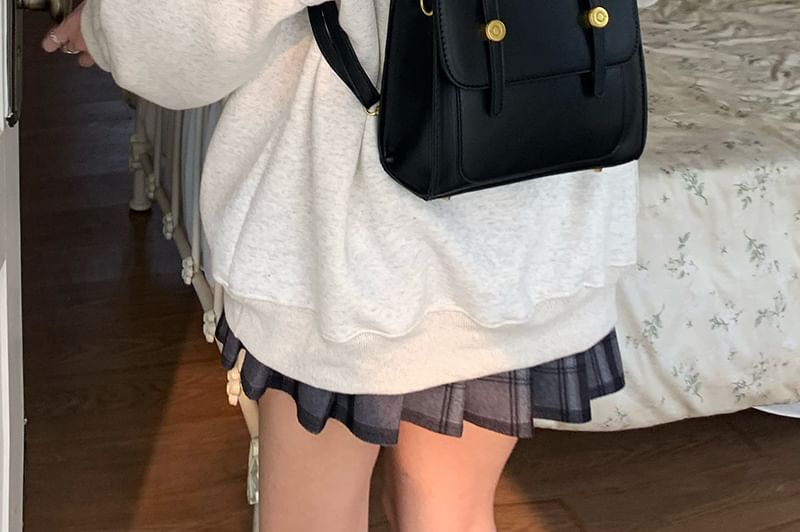 Faux Leather Plain Flap Backpack