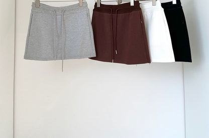 Drawstring Solid A-Line Skirt for Everyday Chic