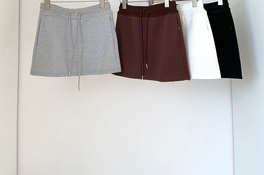 Drawstring Solid A-Line Skirt for Everyday Chic