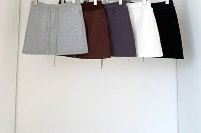 Drawstring Solid A-Line Skirt for Everyday Chic