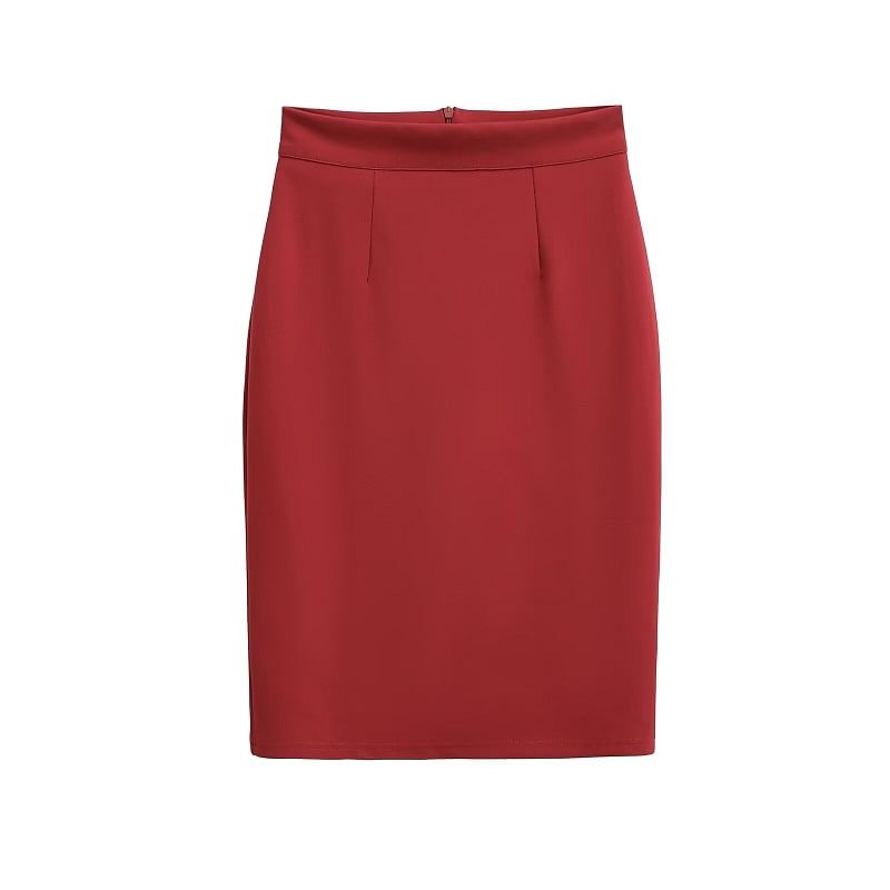 Essential Solid Pencil Skirt with High Rise Silhouette