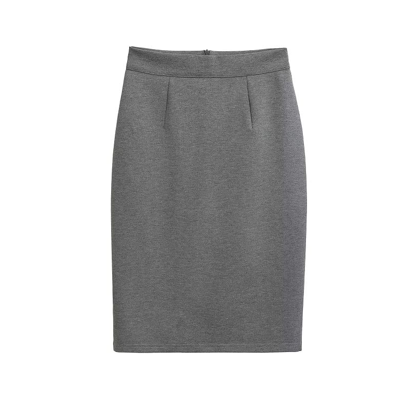 Essential Solid Pencil Skirt with High Rise Silhouette