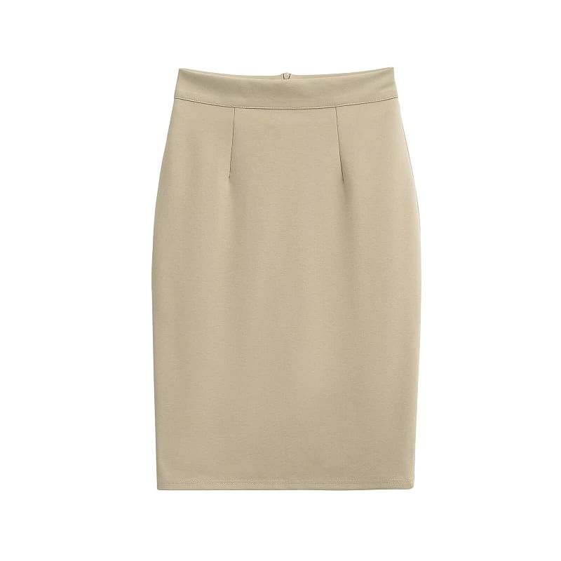 Essential Solid Pencil Skirt with High Rise Silhouette