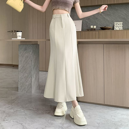 Flowing Mermaid Skirt with High Waist and Solid Panels