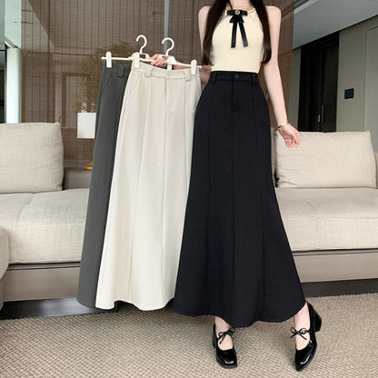 Flowing Mermaid Skirt with High Waist and Solid Panels