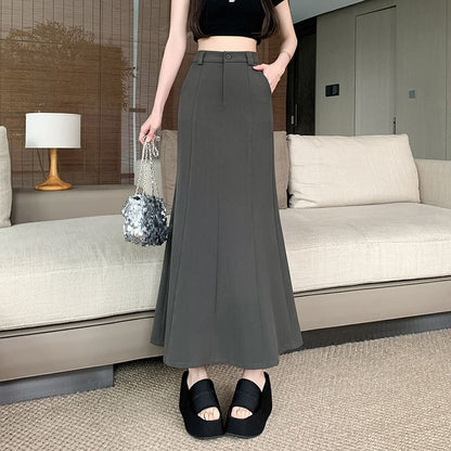 Flowing Mermaid Skirt with High Waist and Solid Panels