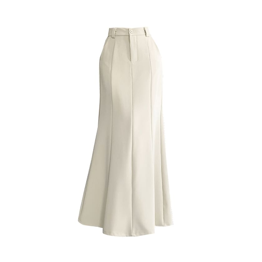 Flowing Mermaid Skirt with High Waist and Solid Panels