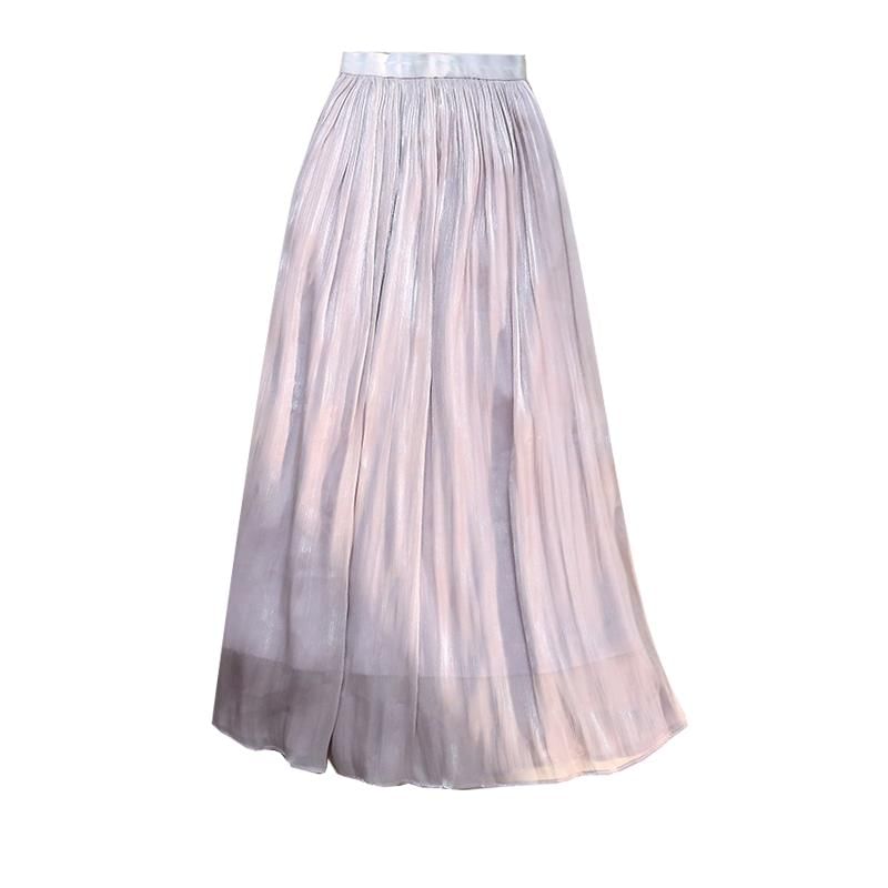 Classic Solid Midi A-Line Skirt with High Rise Cut