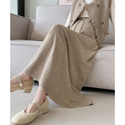 Comfortable Maternity A-Line Skirt with Drawstring Waist