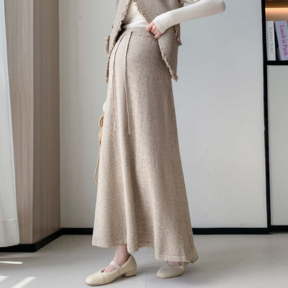 Comfortable Maternity A-Line Skirt with Drawstring Waist