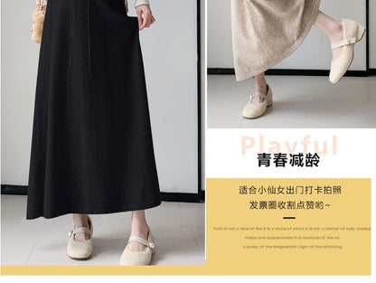 Comfortable Maternity A-Line Skirt with Drawstring Waist