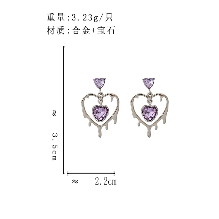 925 Sterling Silver Heart Drop Earring