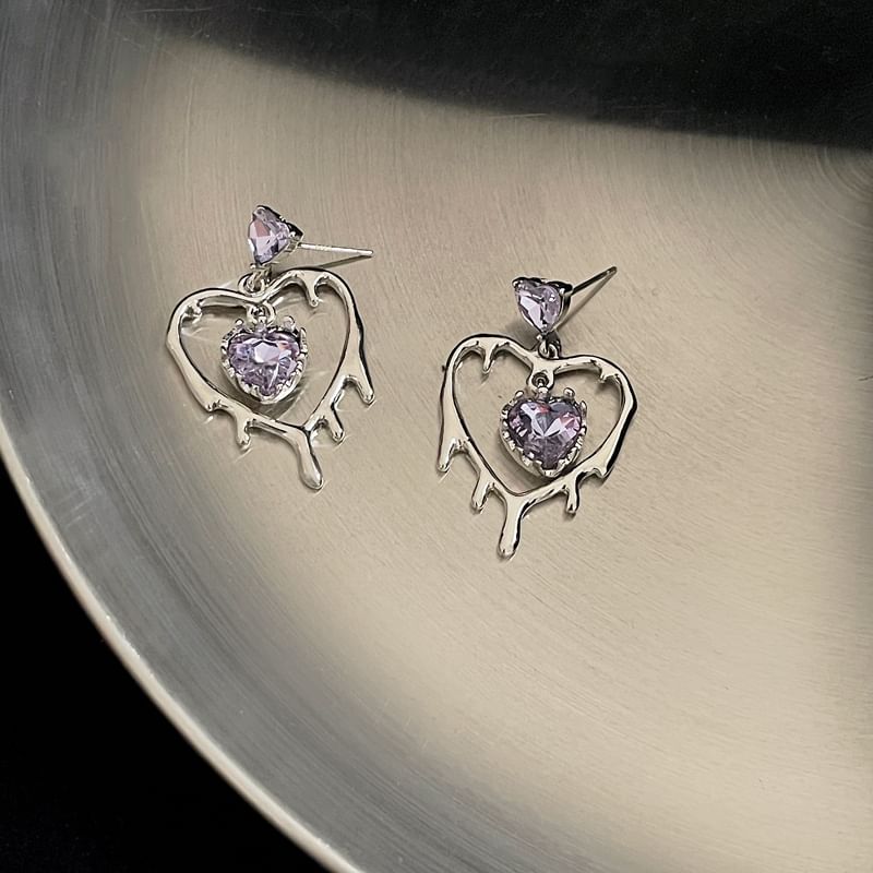 925 Sterling Silver Heart Drop Earring