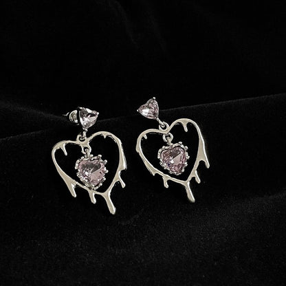 925 Sterling Silver Heart Drop Earring