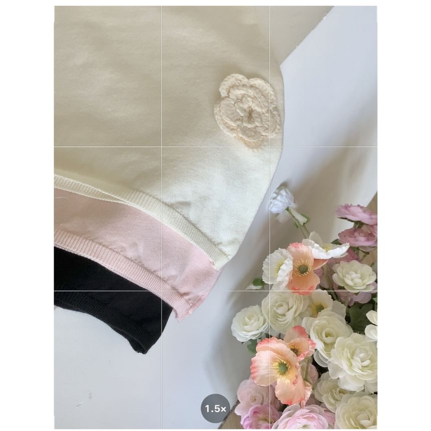 Halter Plain Crochet Floral Top