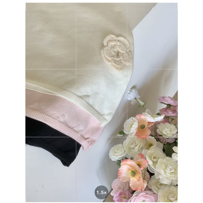 Halter Plain Crochet Floral Top