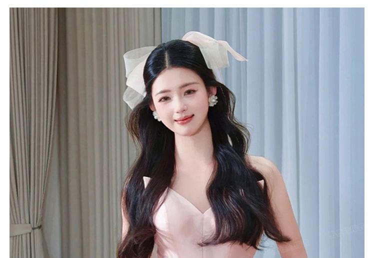 Mesh Gown Strapless Floral Ball