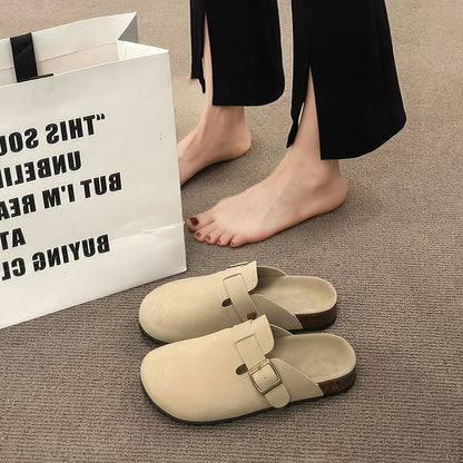 Buckled Platform Plain Mules