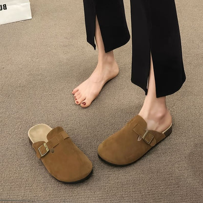 Buckled Platform Plain Mules