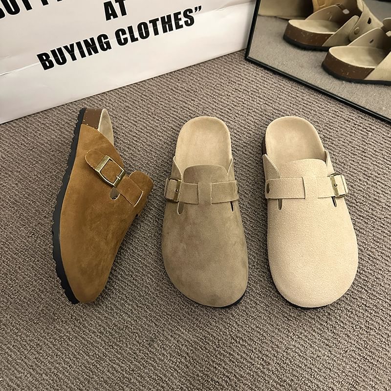 Buckled Platform Plain Mules