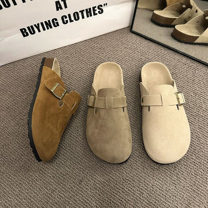 Buckled Platform Plain Mules