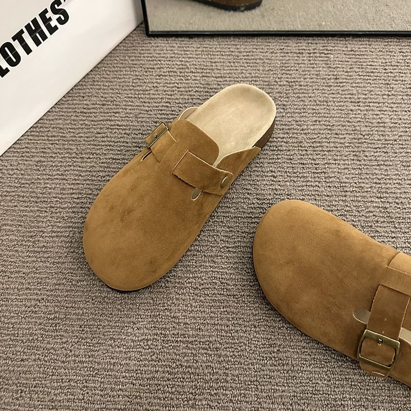 Buckled Platform Plain Mules