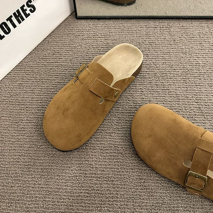 Buckled Platform Plain Mules