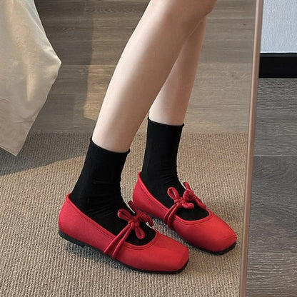 Jane Toe Square Mary Buttoned Flats Plain Frog