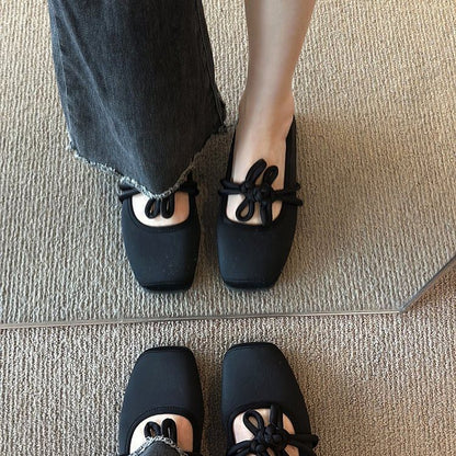 Jane Toe Square Mary Buttoned Flats Plain Frog