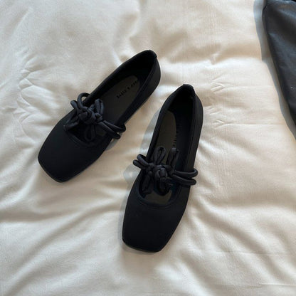 Jane Toe Square Mary Buttoned Flats Plain Frog