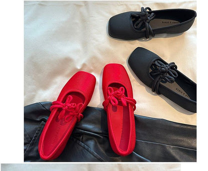 Jane Toe Square Mary Buttoned Flats Plain Frog