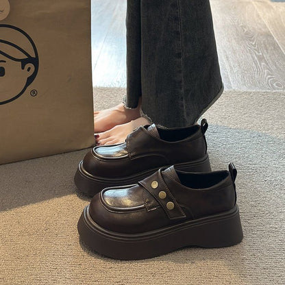 Strap Faux Leather Plain Platform Adhesive Shoes