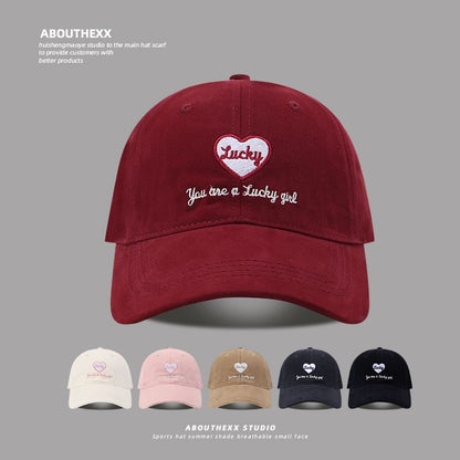 Heart Lettering Embroidered Baseball Cap