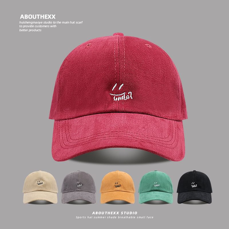 Smiley Embroidered Baseball Cap