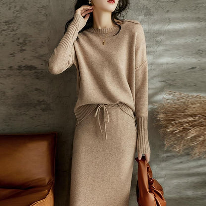 Knit Sweater and Pencil Skirt Set with Drawstring Waist