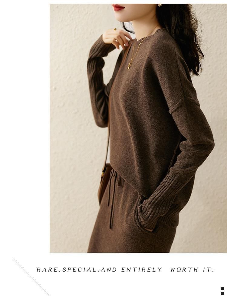Knit Sweater and Pencil Skirt Set with Drawstring Waist