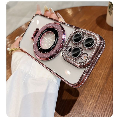 Rhinestone MagSafe) Case with Transparent (Compatible Phone Stand Magnetic