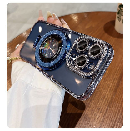 Rhinestone MagSafe) Case with Transparent (Compatible Phone Stand Magnetic